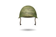 Design of military modern helmet with camouflage patterns.