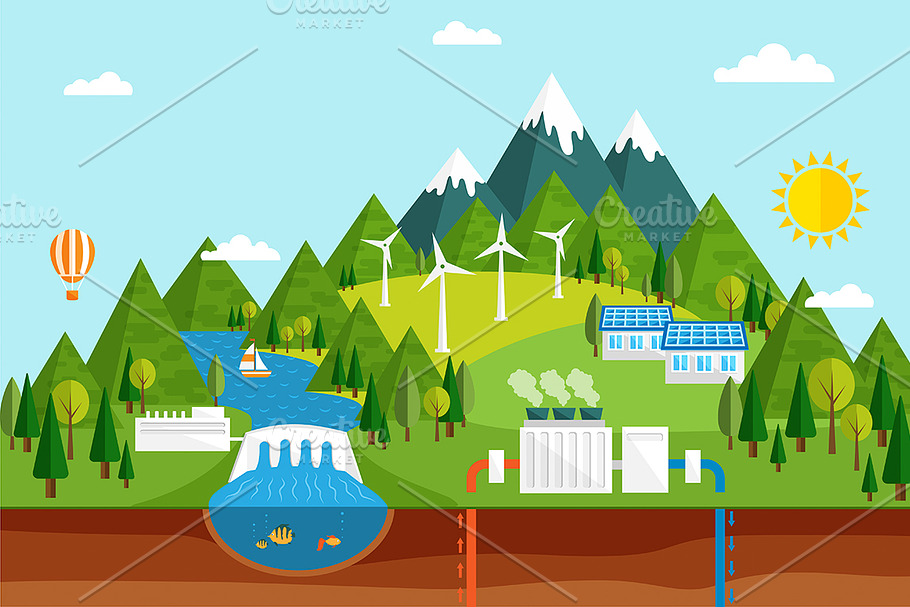 Ecological energy sources in Illustrations - product preview 8