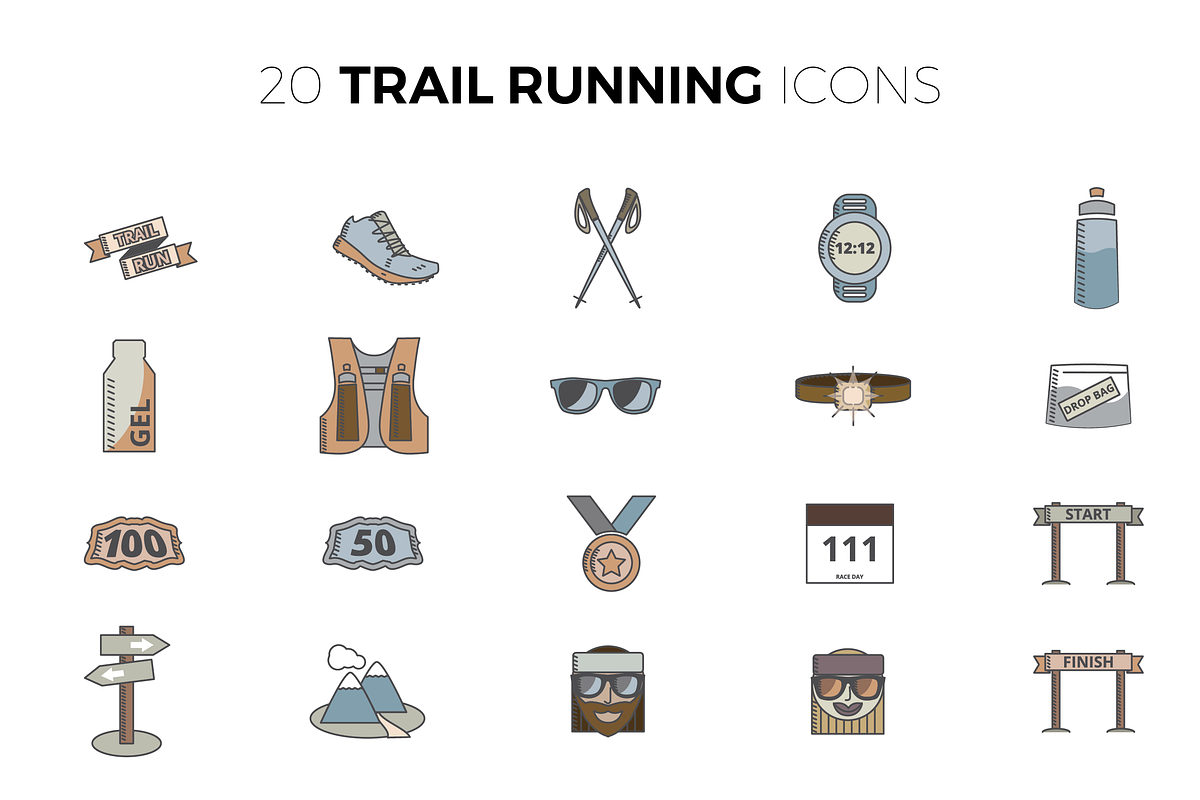 Trail Running Icons in Graphics - product preview 8