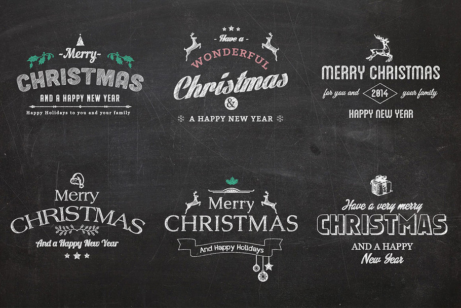 Christmas Chalk Badges + Background in Illustrations - product preview 8