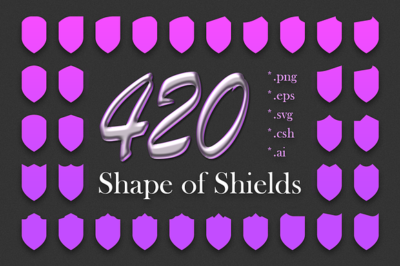 420 Shapes of Shields in Photoshop Shapes - product preview 1