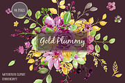 Watercolor Clipart Gold Plummy
