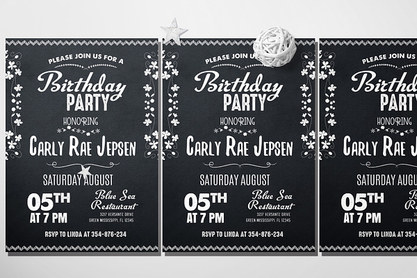 Chalkstyle Birthday Party Flyer