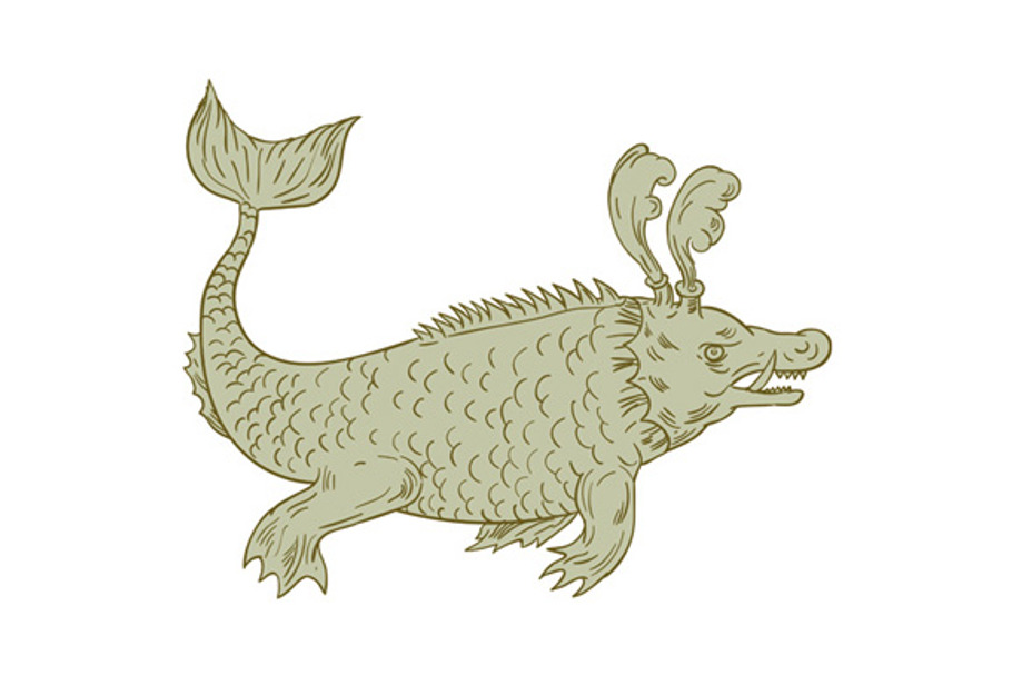 Ancient Sea Monster Drawing