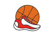 Basketball ball and shoe. Vector
