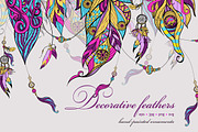 Decorative feathers vector set