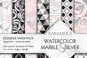 Marble Silver and Pink Patterns
