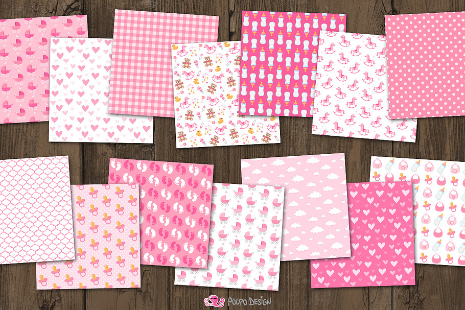 Baby Girl digital paper in Patterns - product preview 8