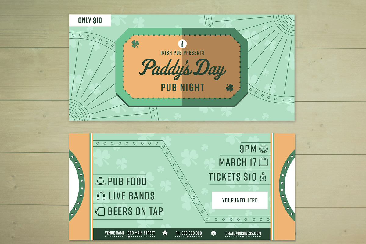 Paddys Day Ticket in Card Templates - product preview 8