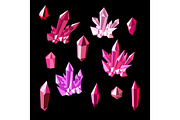 Red ruby crystals