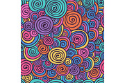 Abstract Colorful Hand Sketched Swirls Seamless Background Pattern