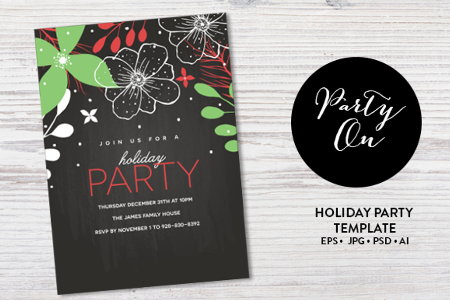 Holiday Party Invitation Template in Card Templates - product preview 8