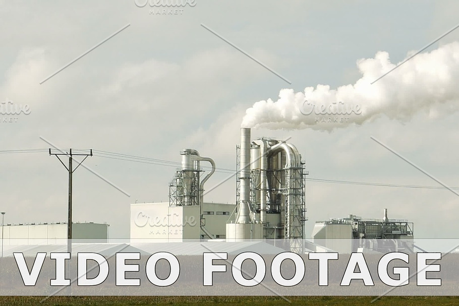 Factory smoke stack and pipes puff into air in Graphics - product preview 8