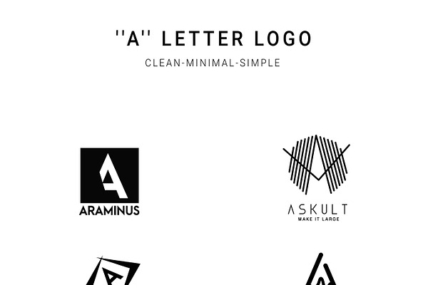 100 "A" Letter Alphabetic Logos