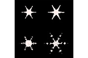  vintage snowflake set . 4 original snow flakes for Christmas, New Year decoration. Hand drawn doodle objects. 