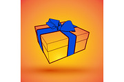 gift box present with blue bow anrd ibbon.  illustration for 8 march happy womans day