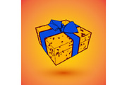 gift box present with blue bow anrd ibbon.  illustration for 8 march happy womans day