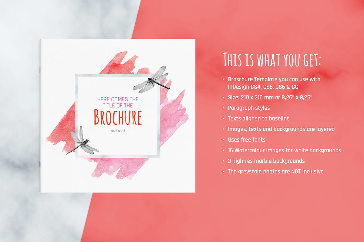 Watercolor Marble Broschure Template in Brochure Templates - product preview 8