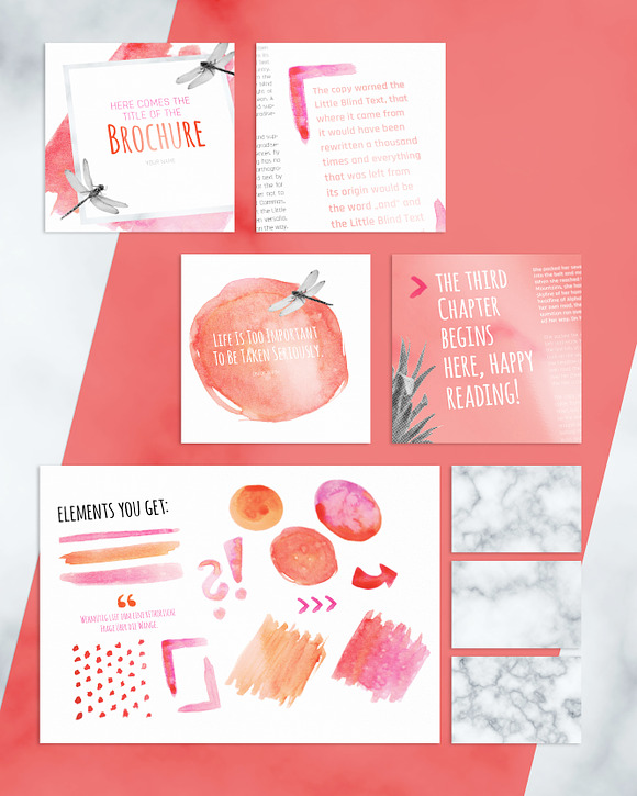 Watercolor Marble Broschure Template in Brochure Templates - product preview 2