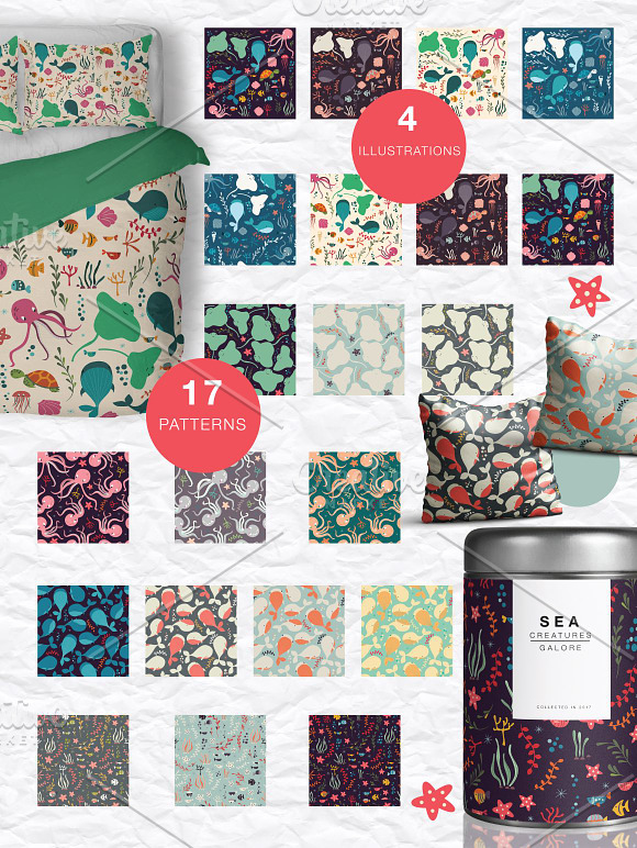 Sea creatures collection in Patterns - product preview 1