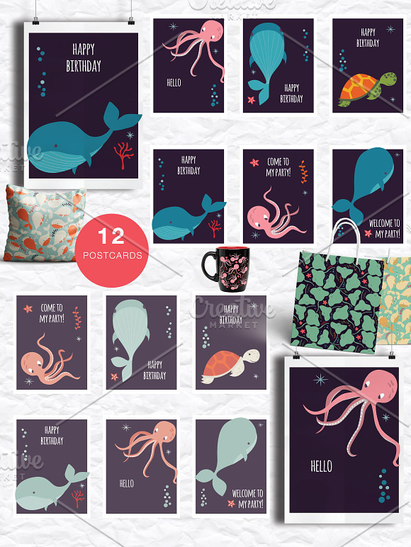 Sea creatures collection in Patterns - product preview 2