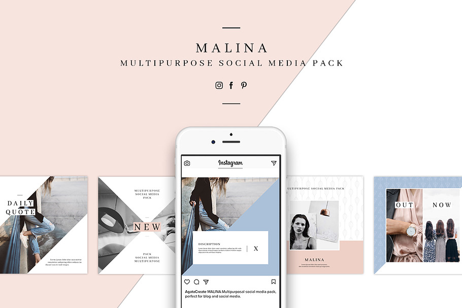 MALINA Social Media Pack & 20Pattern in Instagram Templates - product preview 8