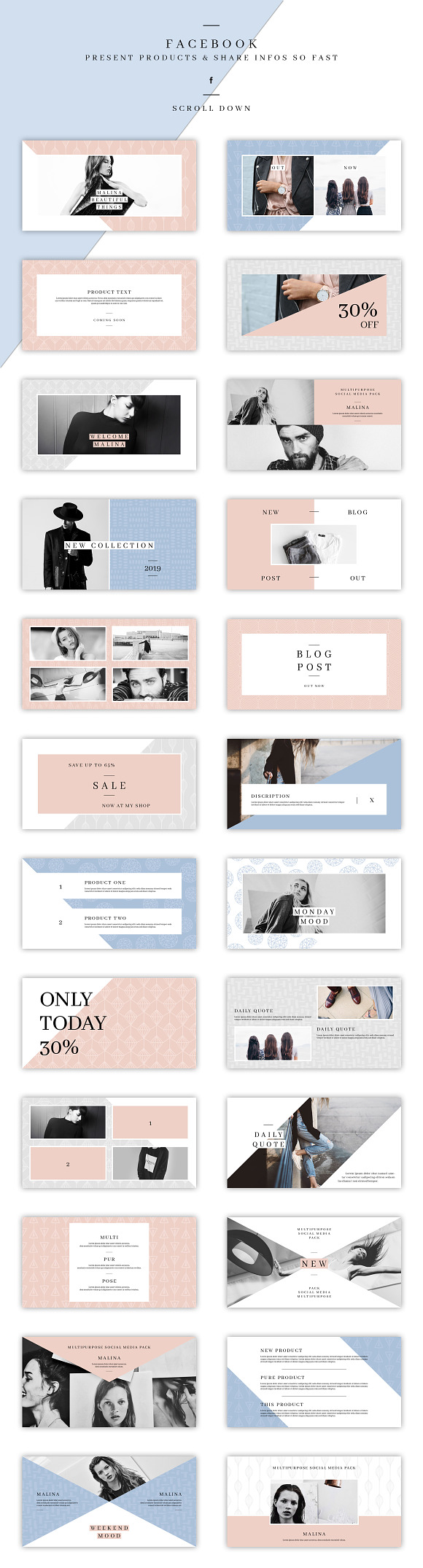 MALINA Social Media Pack & 20Pattern in Instagram Templates - product preview 5