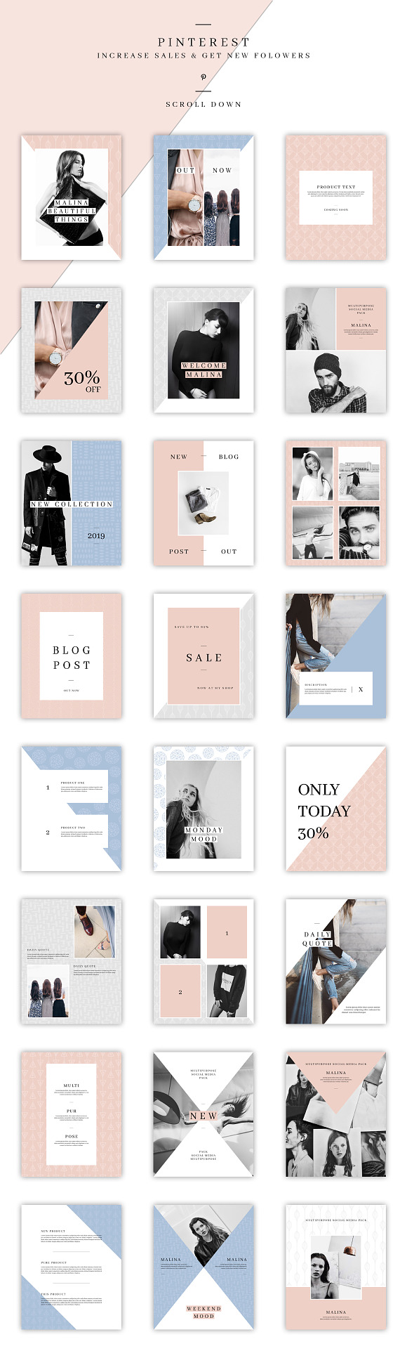 MALINA Social Media Pack & 20Pattern in Instagram Templates - product preview 6