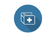 Medical Records Icon. Flat Design. Long Shadow.