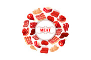 Fresh meat cuts poster for food theme design