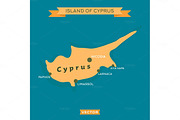 Island of Cyprus, with a mark cities on it vector illustration