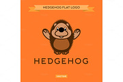 Smiling nice hedgehog welcomes the flat style vector logo