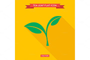 Green leaf tea into flat style vector icon