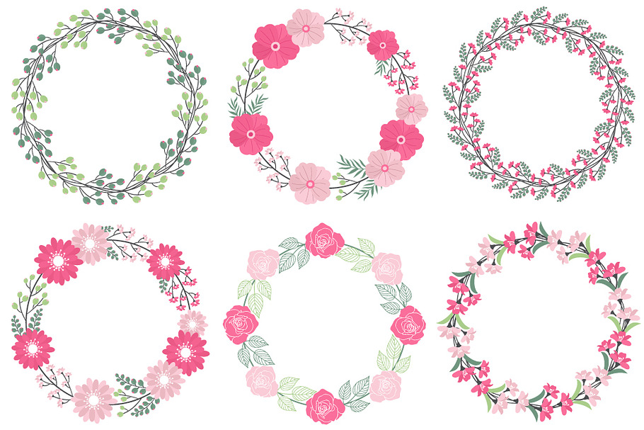 Floral Wedding Wreath Set in Illustrations - product preview 8
