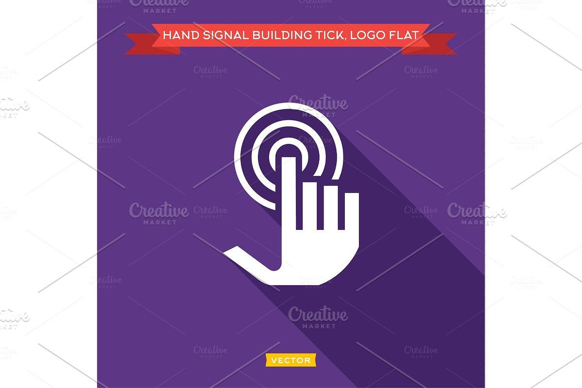 Hand tick presses and receives the signal as an antenna, wave flat strong vector logtip in Illustrations - product preview 8