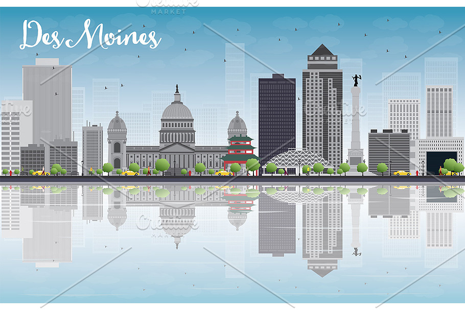 Des Moines Skyline in Illustrations - product preview 8