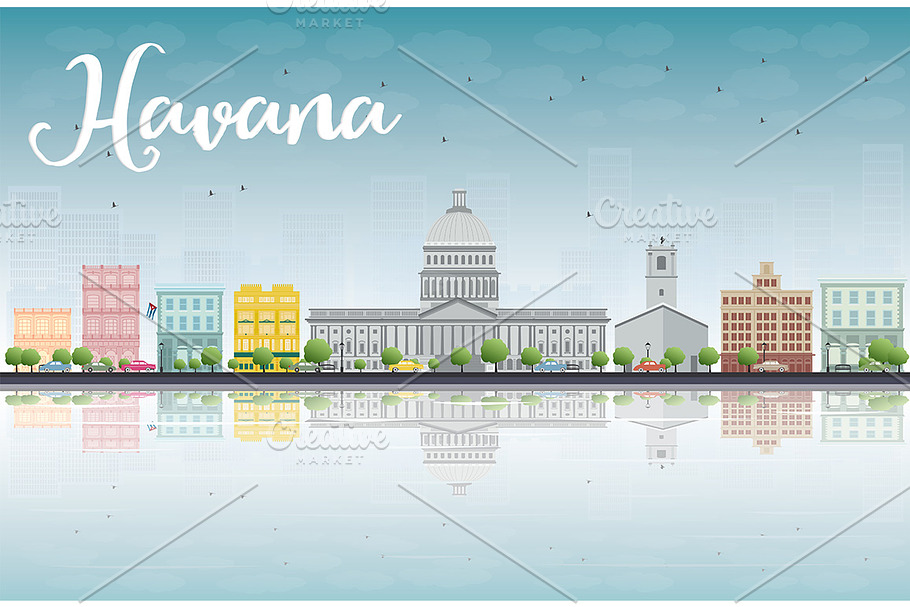 Havana Skyline in Illustrations - product preview 8