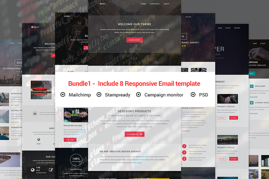 Bundle1 - Include 8 Responsive email in Mailchimp Templates - product preview 8