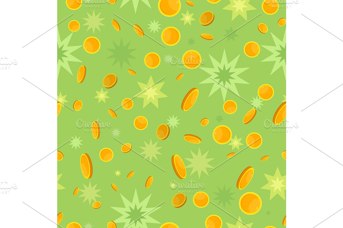 Seamless Pattern with Coins and Star Splashes. in Illustrations - product preview 8