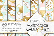 Marble Pink Mint & Gold Backgrounds
