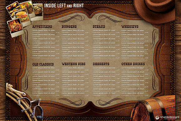 Western Grill Restaurant Menu Card in Brochure Templates - product preview 1