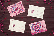 Valentines cards with hearts