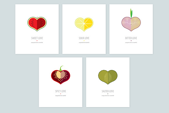 Valentine cards set with taste in Card Templates - product preview 3