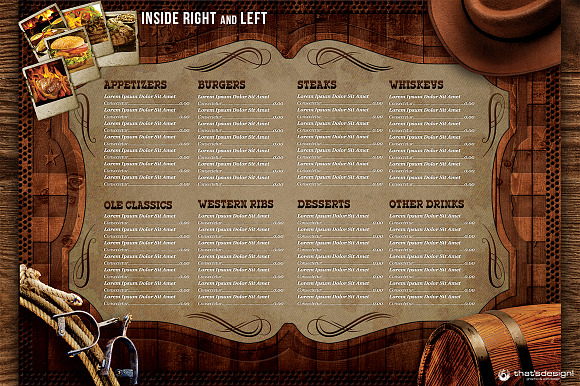 Western Grill Restaurant Menu Card in Brochure Templates - product preview 3