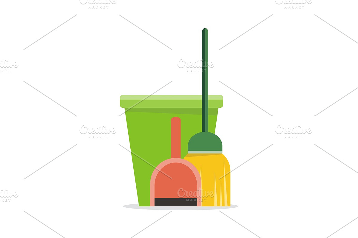 Web Banner Bucket, Duster, Broom and Dustpan Icon. in Illustrations - product preview 8