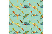 Abstract umbrellas seamless pattern background. 