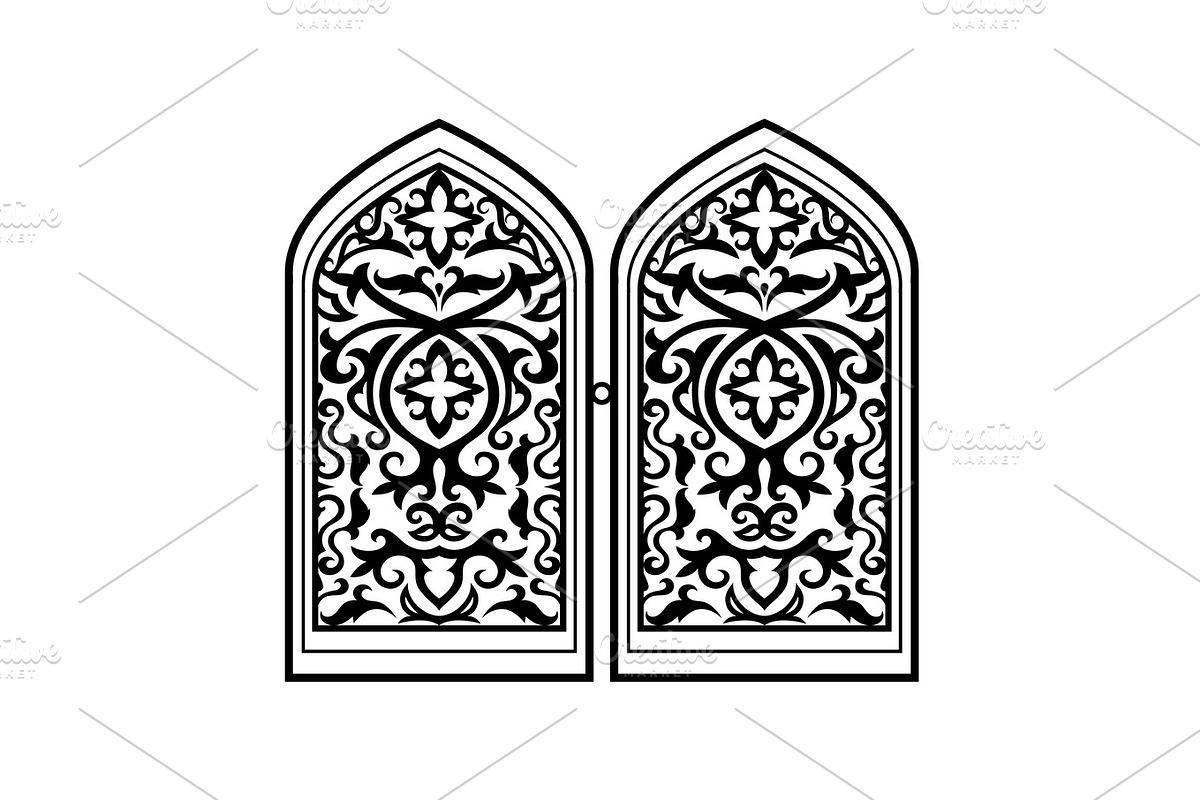 Arabic window black silhouette in Illustrations - product preview 8