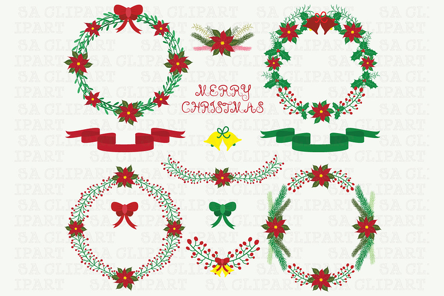 Christmas Floral Clipart in Illustrations - product preview 8