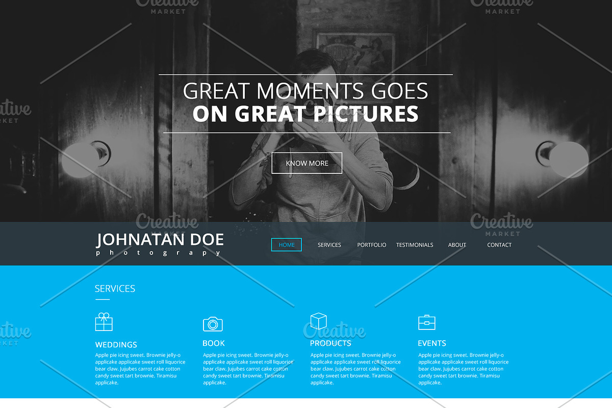 Photographer One Page Website PSD in Landing Page Templates - product preview 8