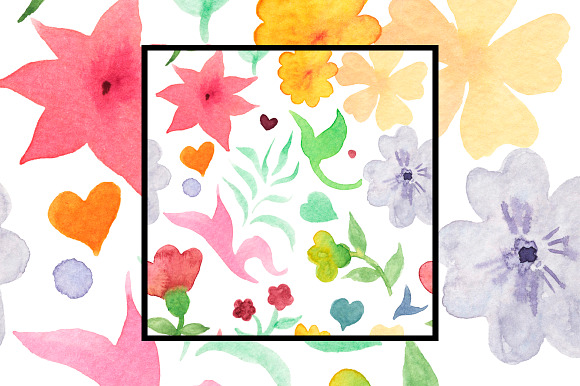 Flowers and leaves watercolor set in Illustrations - product preview 1